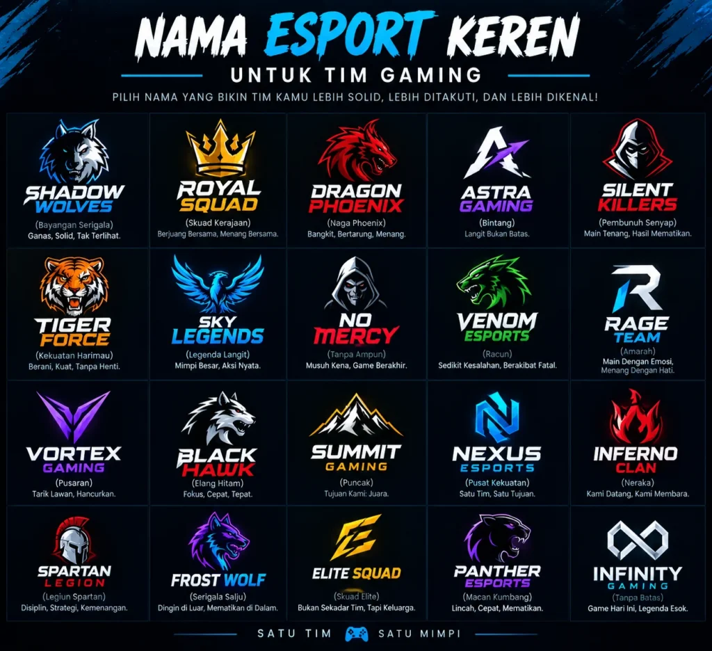 Nama Esport Keren untuk Tim Gaming