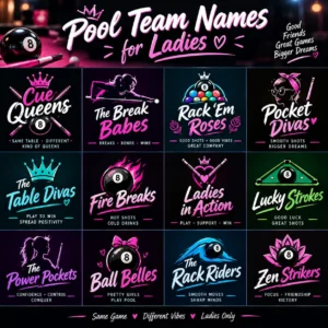 pool team names for ladies