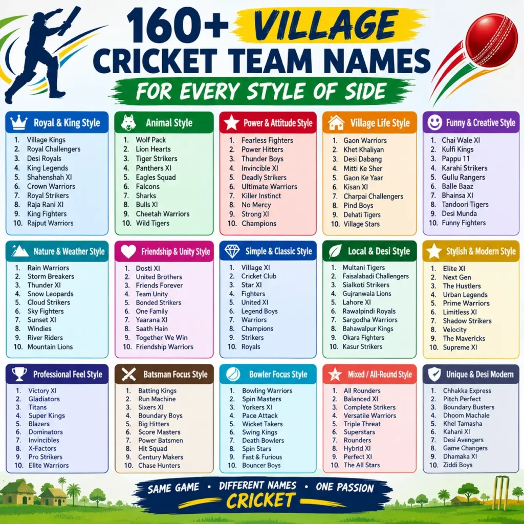 160+ Village Cricket Team Names for Every Style of Side